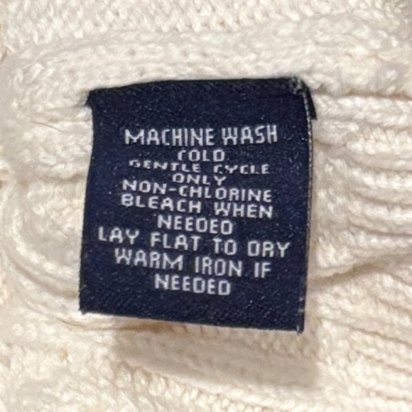 CHAPS Sweater Womens S Cotton Cable Knit V-Neck Pullover Ivory - Picture 4 of 4